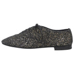 Saint Laurent Paris Glitter Lace Up Leather Shoes Black — view 2