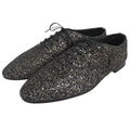 Saint Laurent Paris Glitter Lace Up Leather Shoes Black