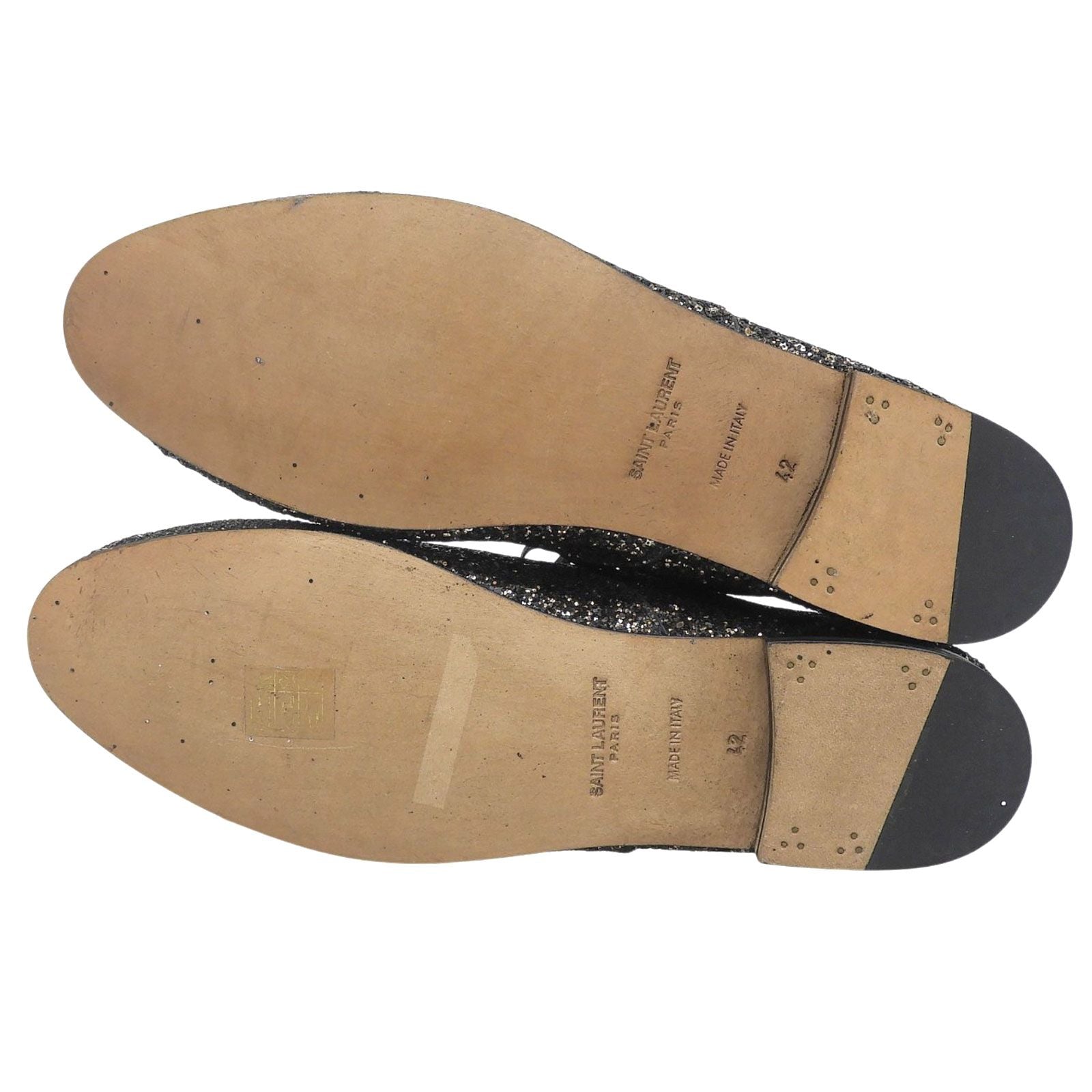Saint Laurent Paris Glitter Lace Up Leather Shoes Black — view 5