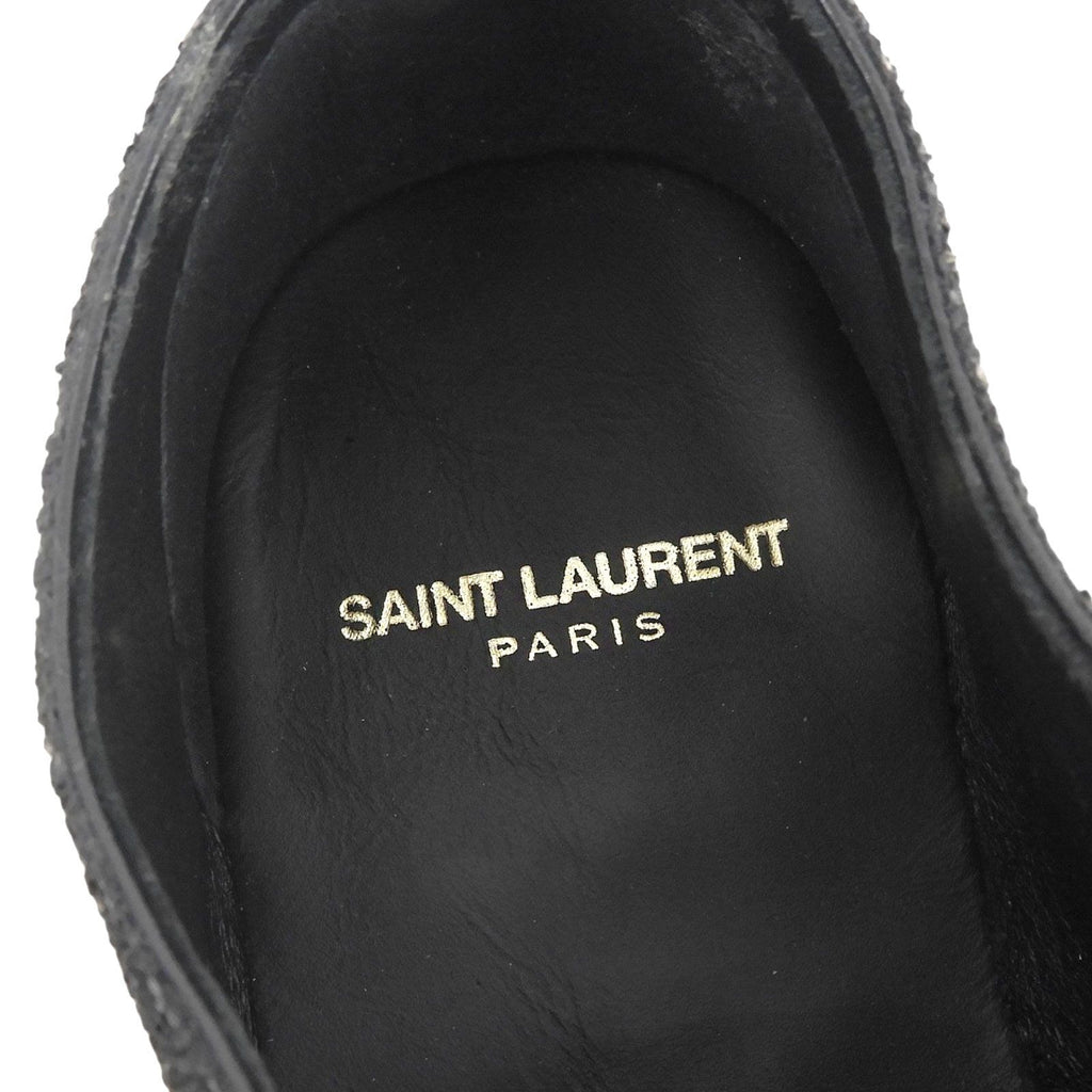 Saint Laurent Paris Glitter Lace Up Leather Shoes Black — view 6