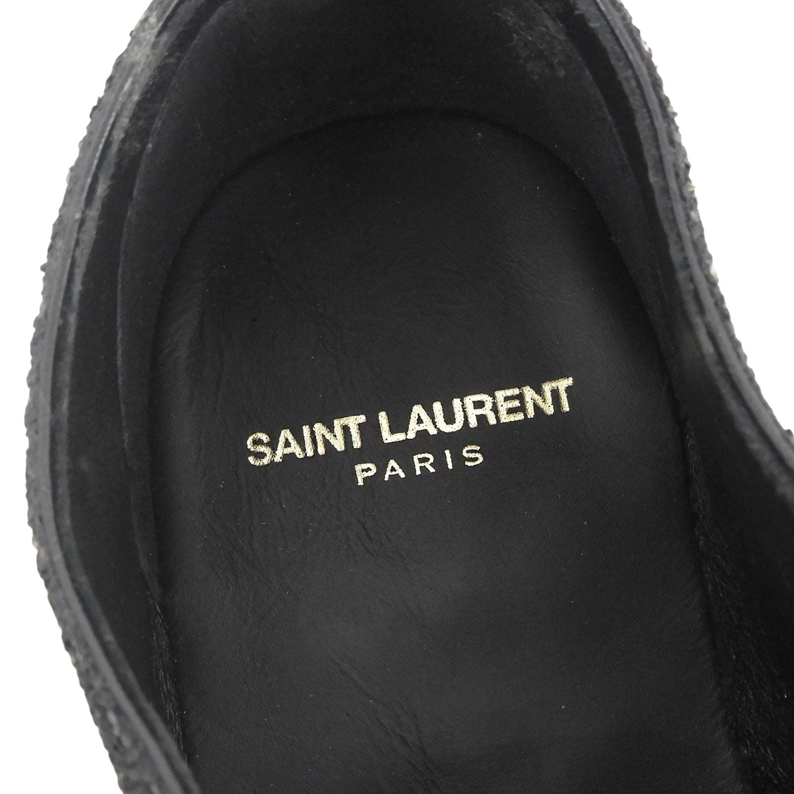 Saint Laurent Paris Glitter Lace Up Leather Shoes Black — view 6
