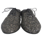 Saint Laurent Paris Glitter Lace Up Leather Shoes Black — view 3