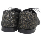 Saint Laurent Paris Glitter Lace Up Leather Shoes Black — view 4
