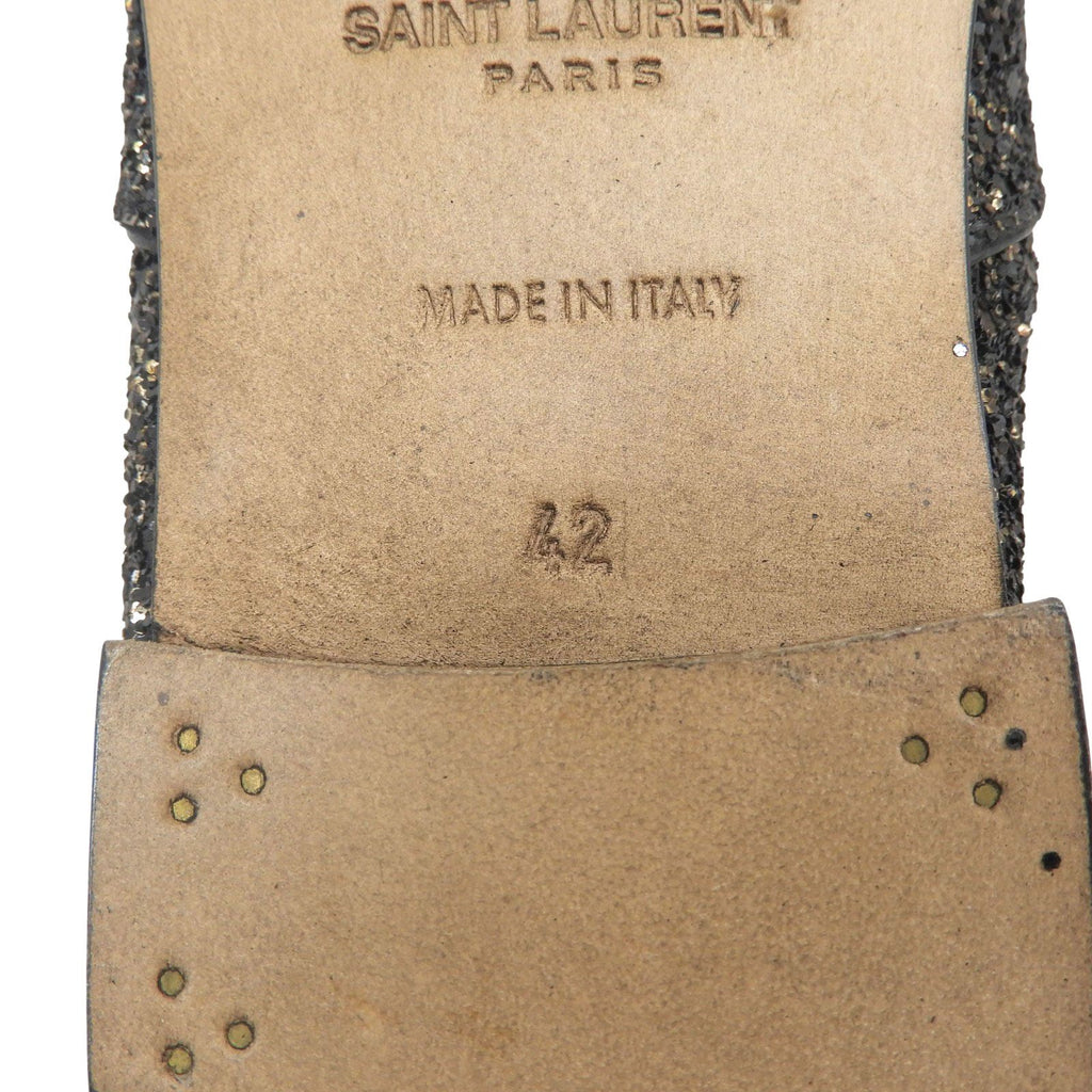 Saint Laurent Paris Glitter Lace Up Leather Shoes Black — view 8