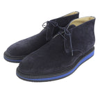 Hermes Plain Toe Lace Up Suede Leather Chukka Boots Navy Blue