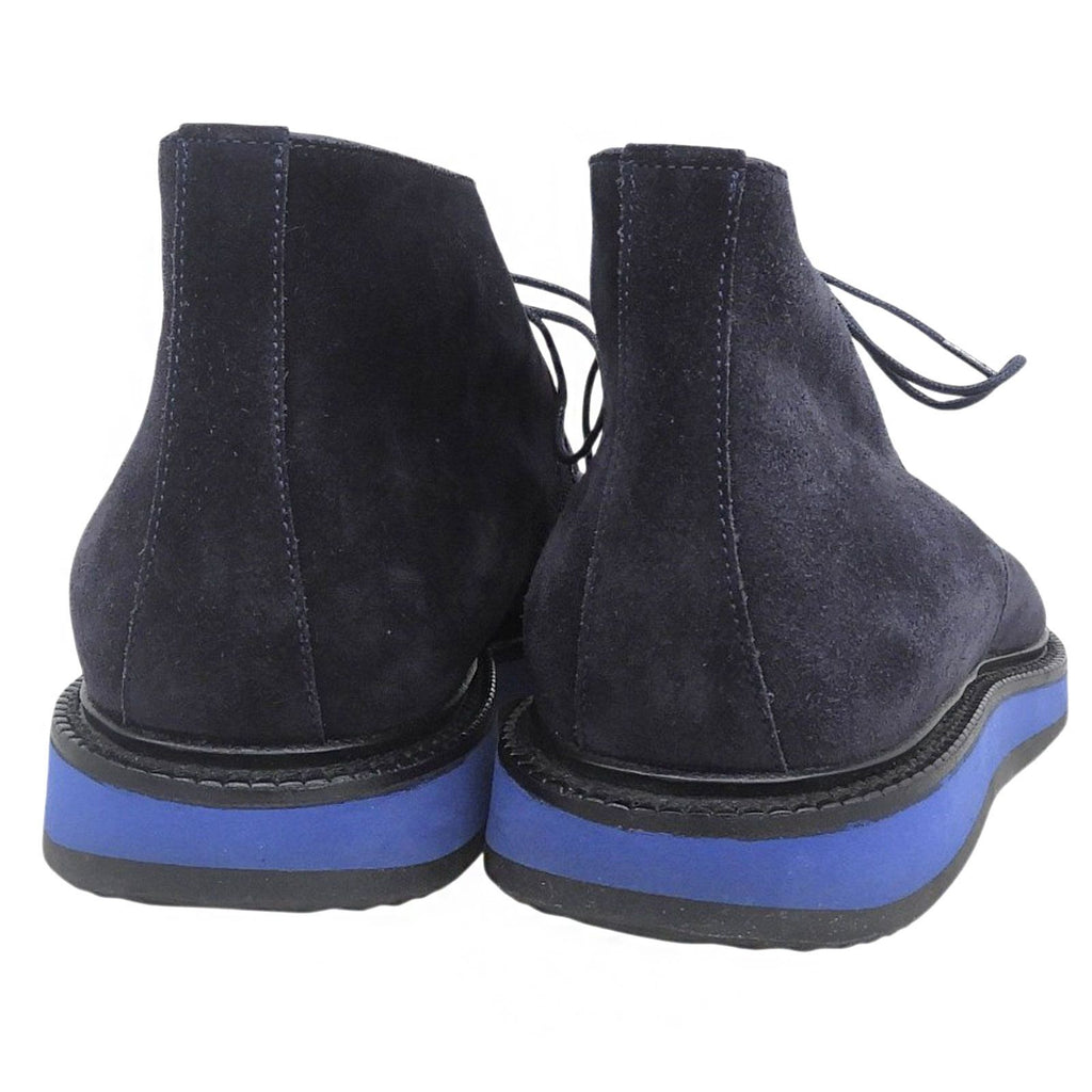 Hermes Plain Toe Lace Up Suede Leather Chukka Boots Navy Blue — view 5