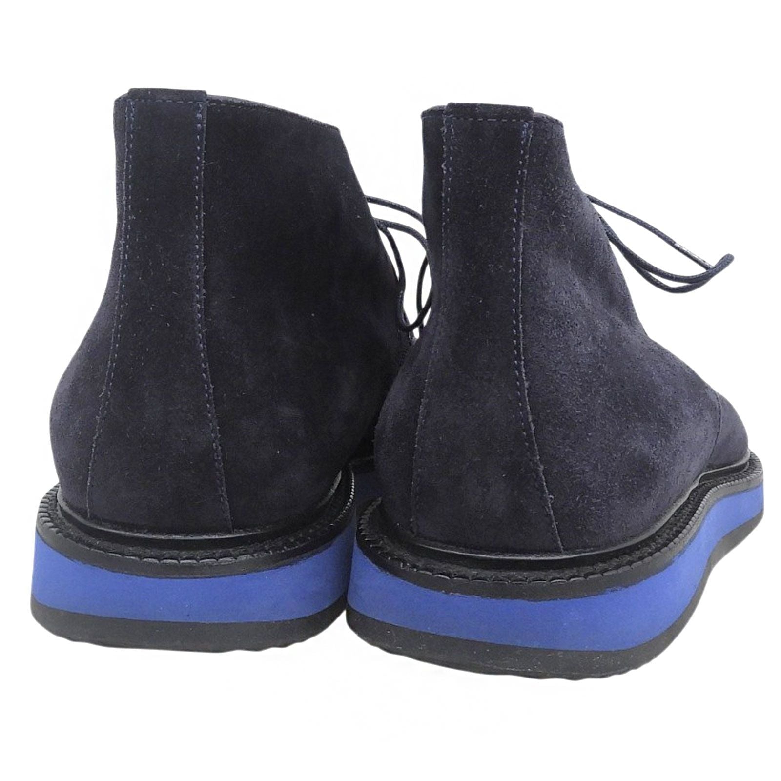 Hermes Plain Toe Lace Up Suede Leather Chukka Boots Navy Blue — view 5