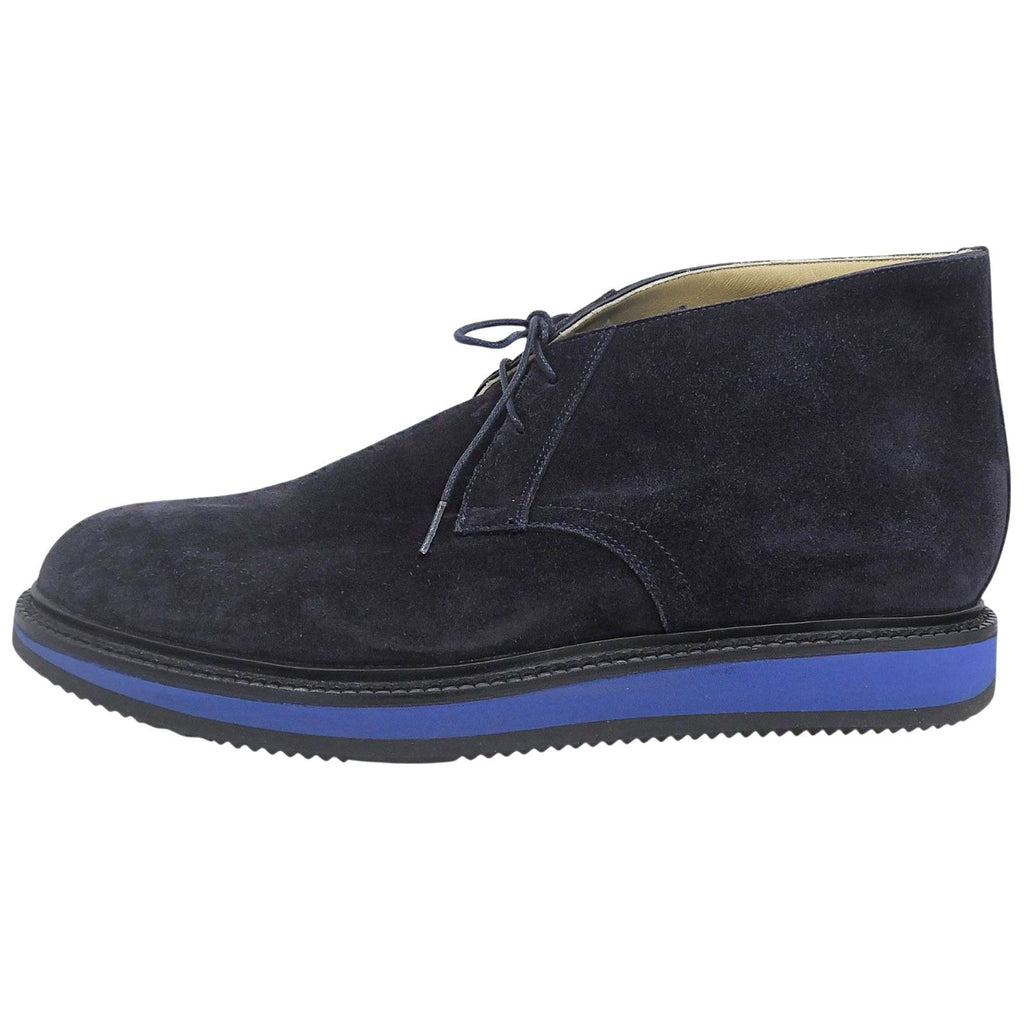 Hermes Plain Toe Lace Up Suede Leather Chukka Boots Navy Blue — view 3