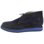 Hermes Plain Toe Lace Up Suede Leather Chukka Boots Navy Blue — view 3
