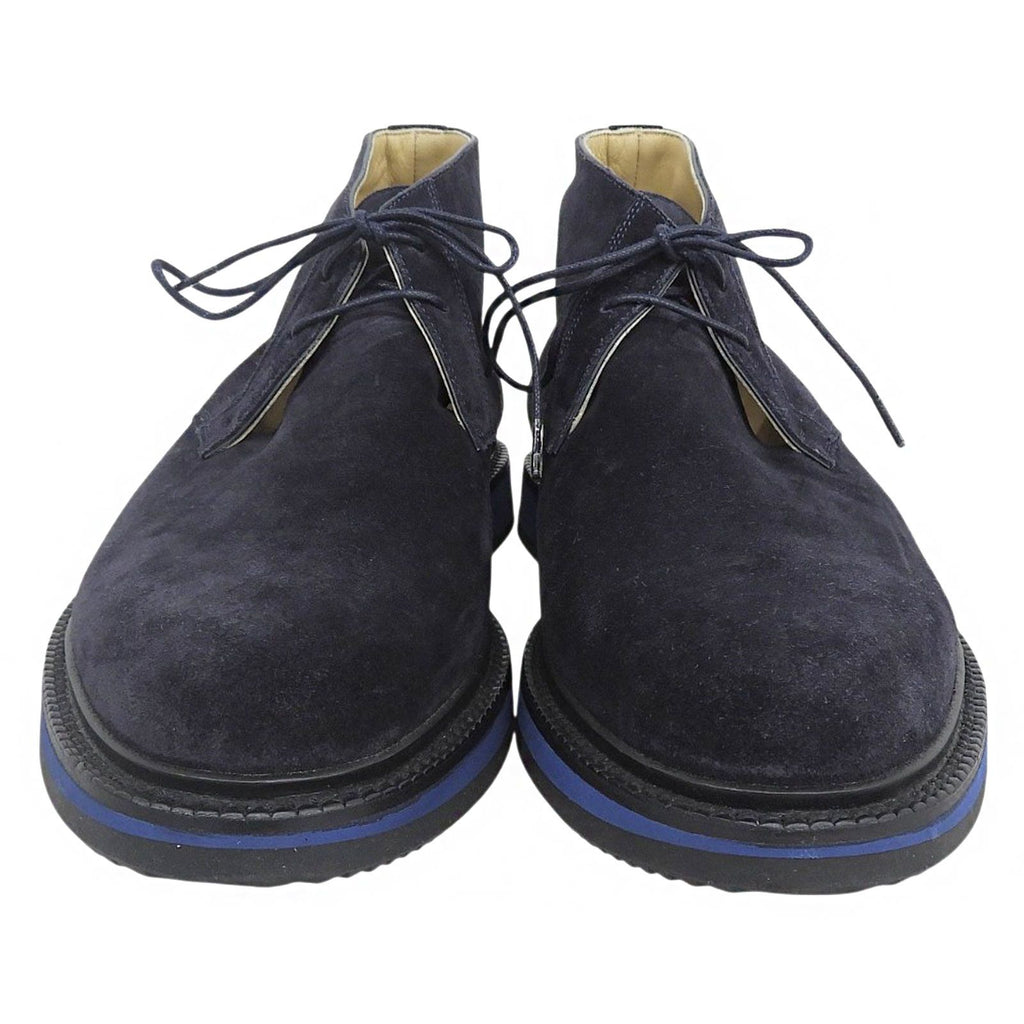 Hermes Plain Toe Lace Up Suede Leather Chukka Boots Navy Blue — view 4