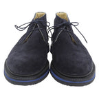 Hermes Plain Toe Lace Up Suede Leather Chukka Boots Navy Blue — view 4
