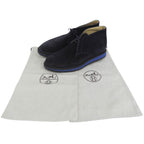 Hermes Plain Toe Lace Up Suede Leather Chukka Boots Navy Blue — view 2