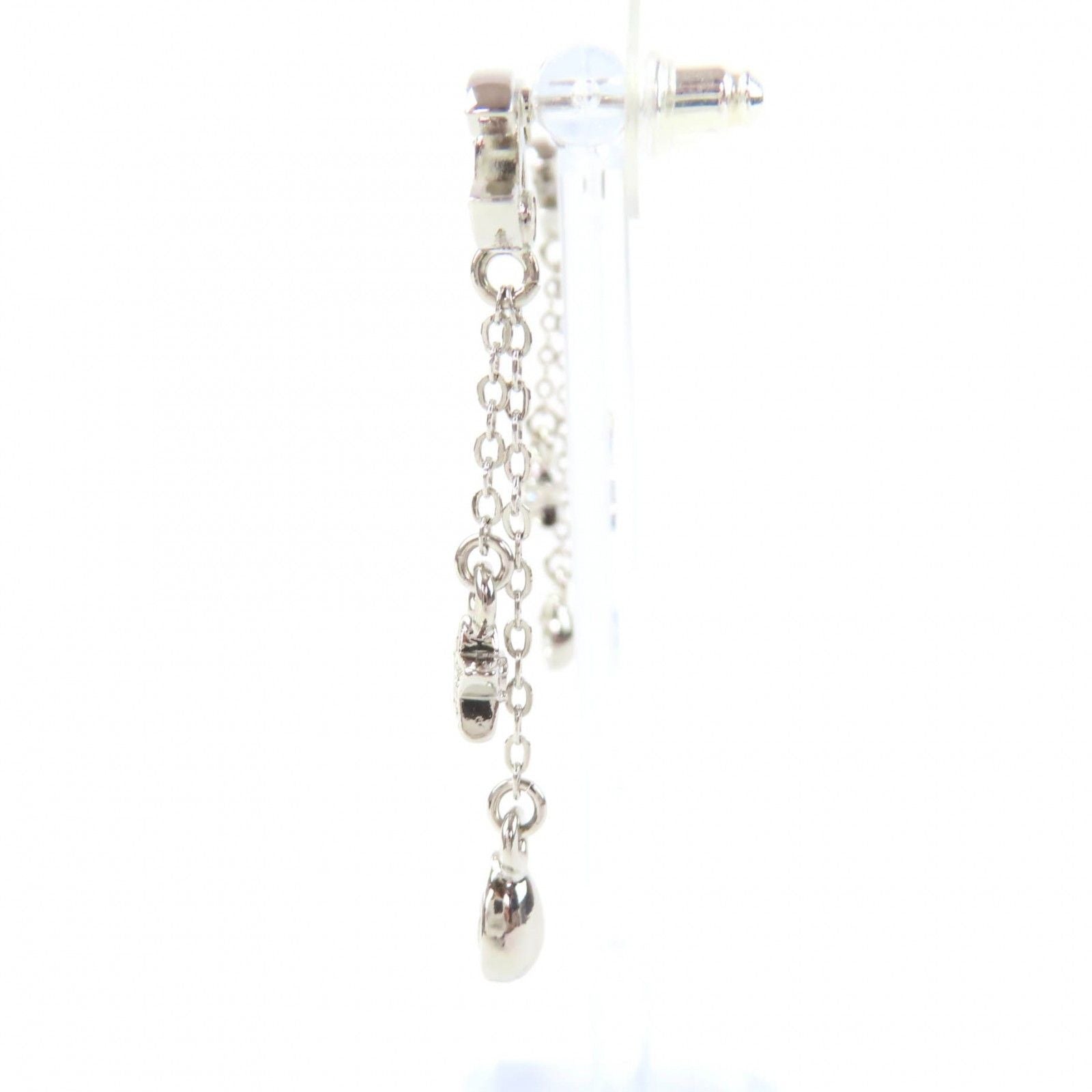 Chanel CC Logo Star Rhinestone Earrings Silver — view 3