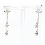 Chanel CC Logo Star Rhinestone Earrings Silver — view 4