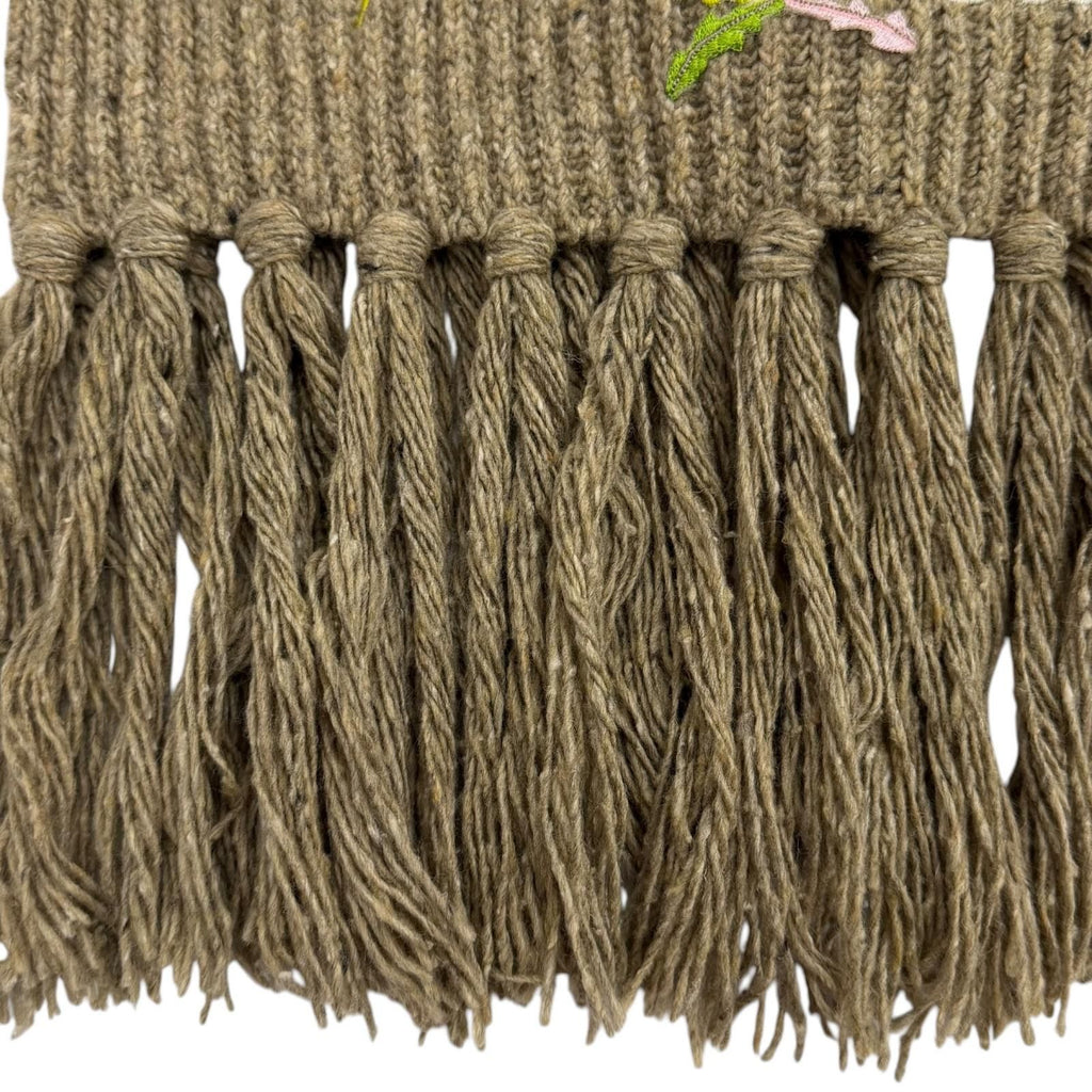 Loewe Snafjita Wool Blend Anagram Rabbit Dandelion Scarf with Fringe Brown — view 4