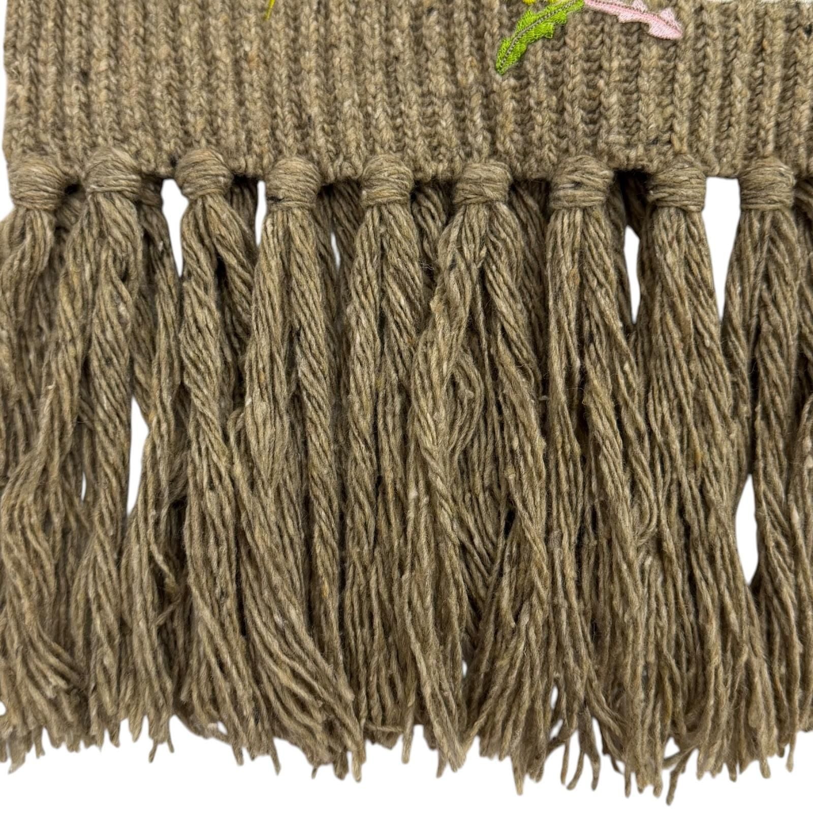 Loewe Snafjita Wool Blend Anagram Rabbit Dandelion Scarf with Fringe Brown — view 4