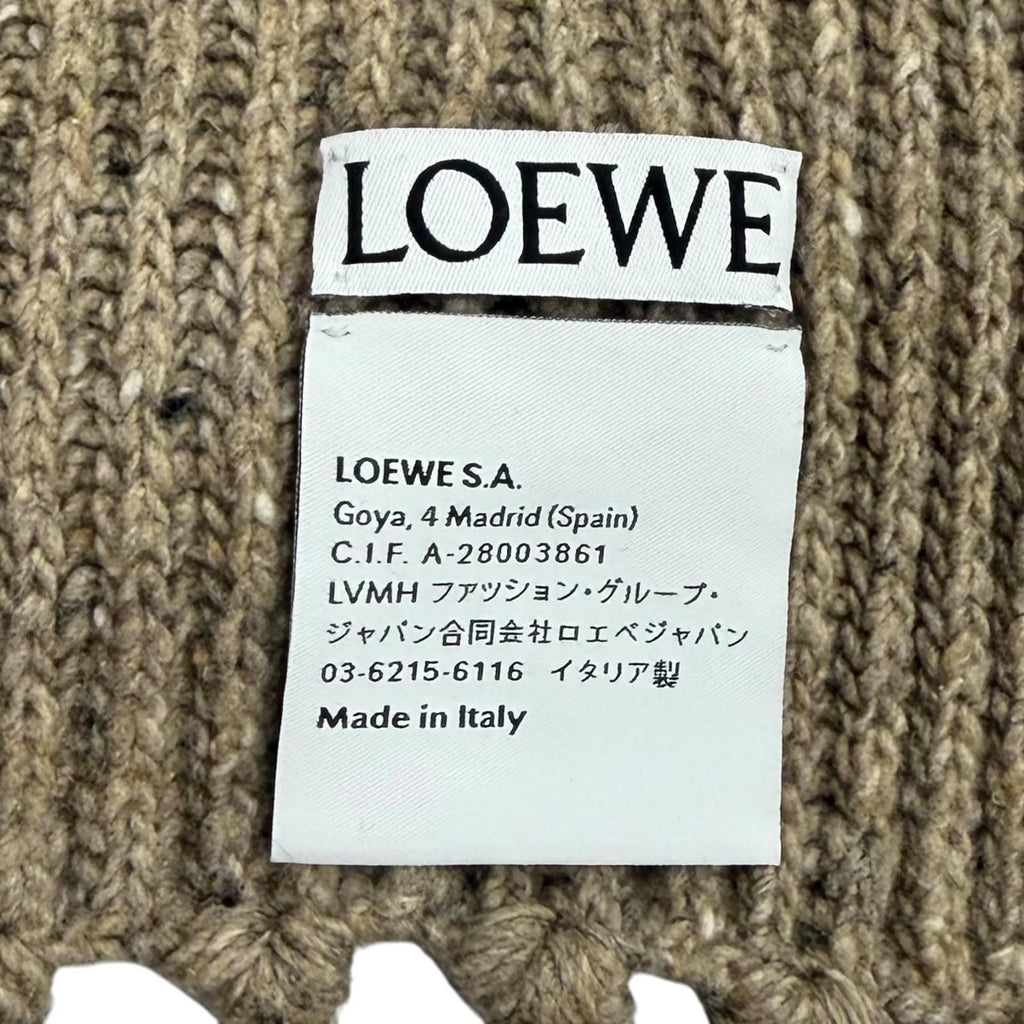 Loewe Snafjita Wool Blend Anagram Rabbit Dandelion Scarf with Fringe Brown — view 6