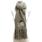 Loewe Snafjita Wool Blend Anagram Rabbit Dandelion Scarf with Fringe Brown — view 3
