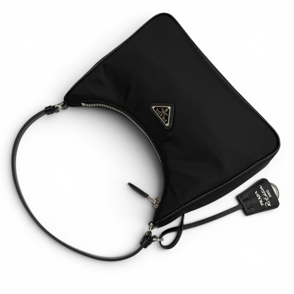 Prada Re Edition Re-Nylon Triangle Logo Handbag Black Box with — view 8