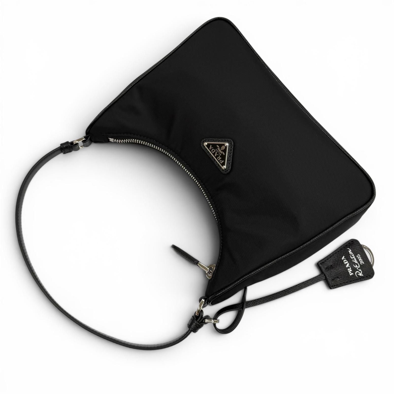 Prada Re Edition Re-Nylon Triangle Logo Handbag Black Box with — view 8