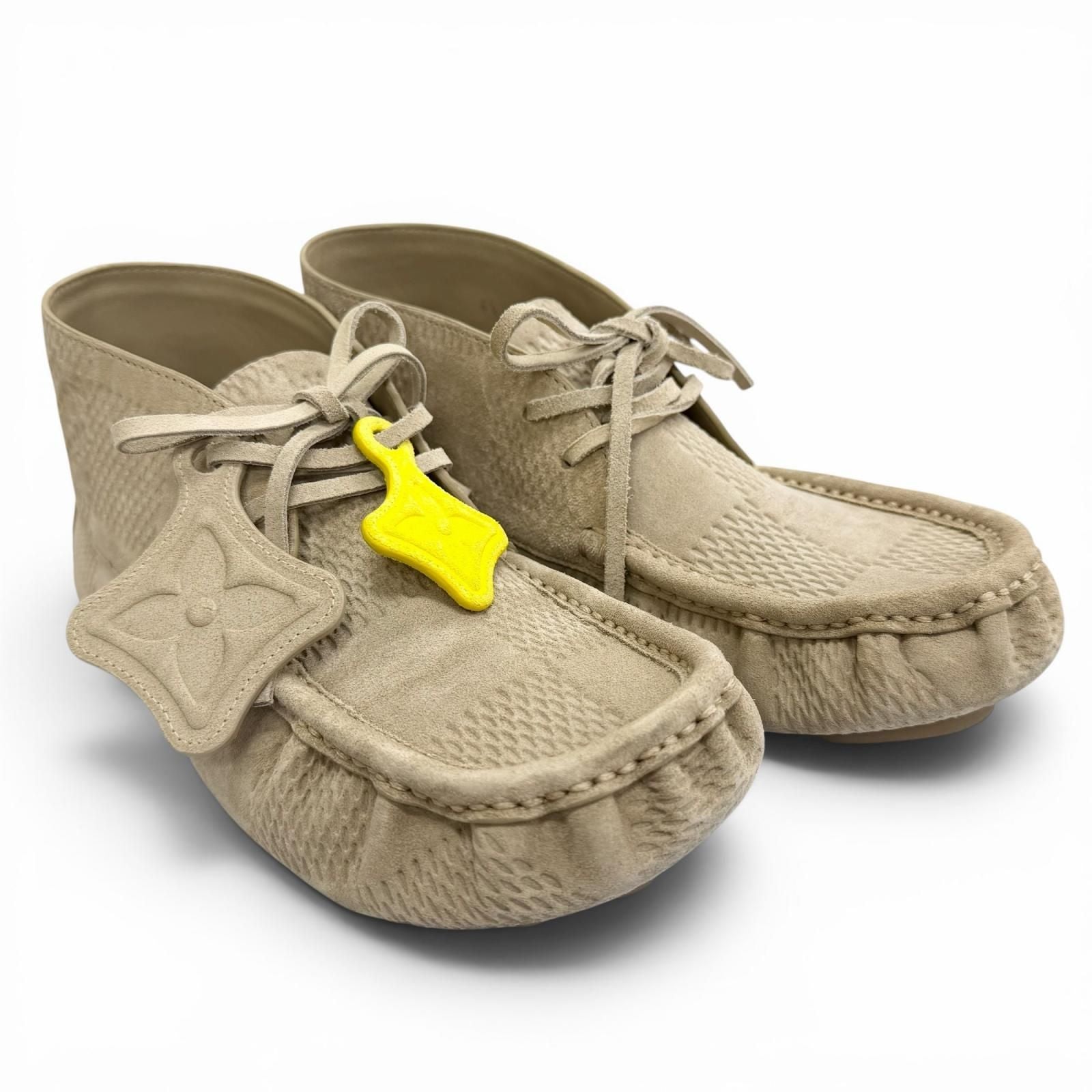 Louis Vuitton LV Footprint High Derby Monogram Flower Tag Damier Suede Leather