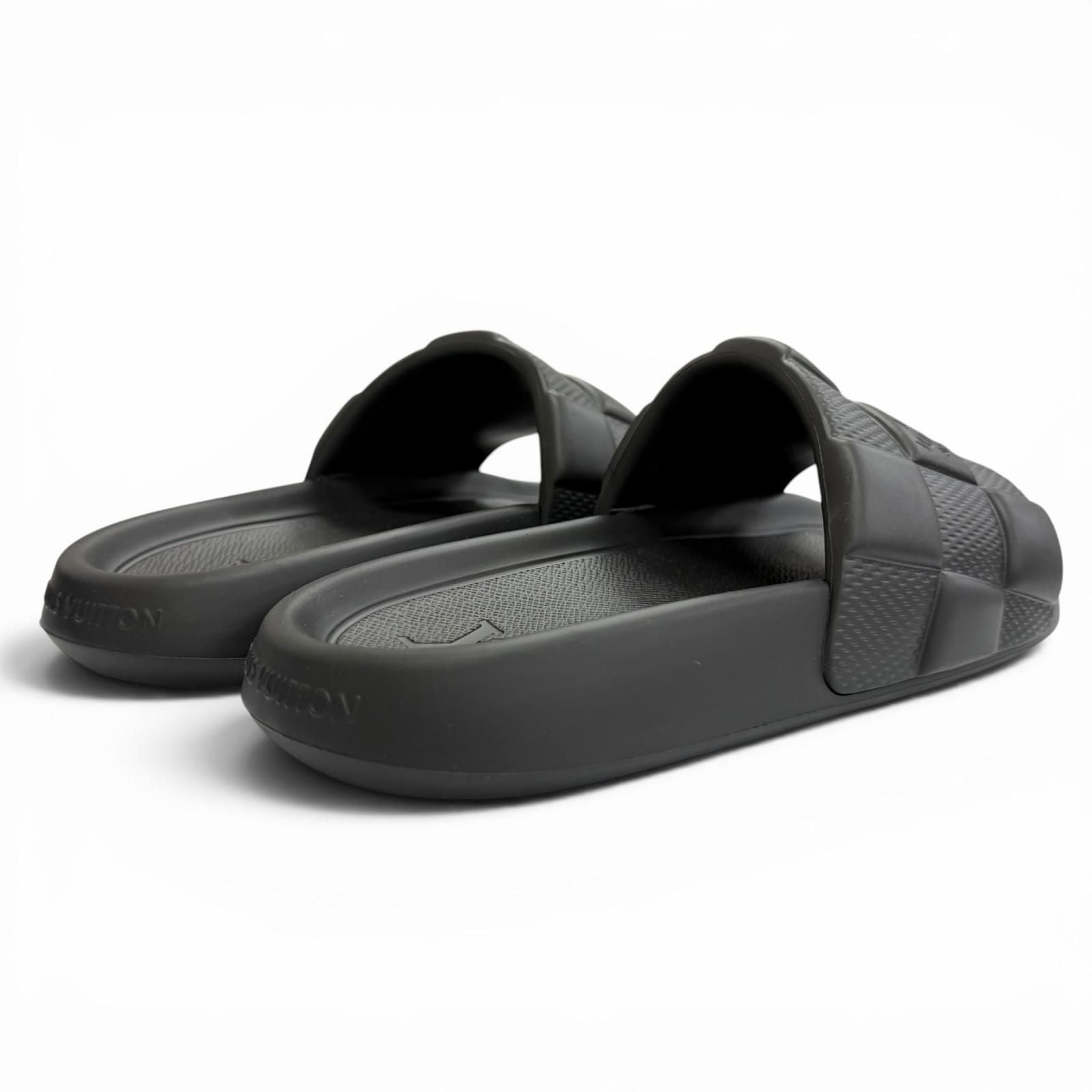 Louis Vuitton LV Waterfront Line Rubber Damier Slide Sandals Black 8 — view 6