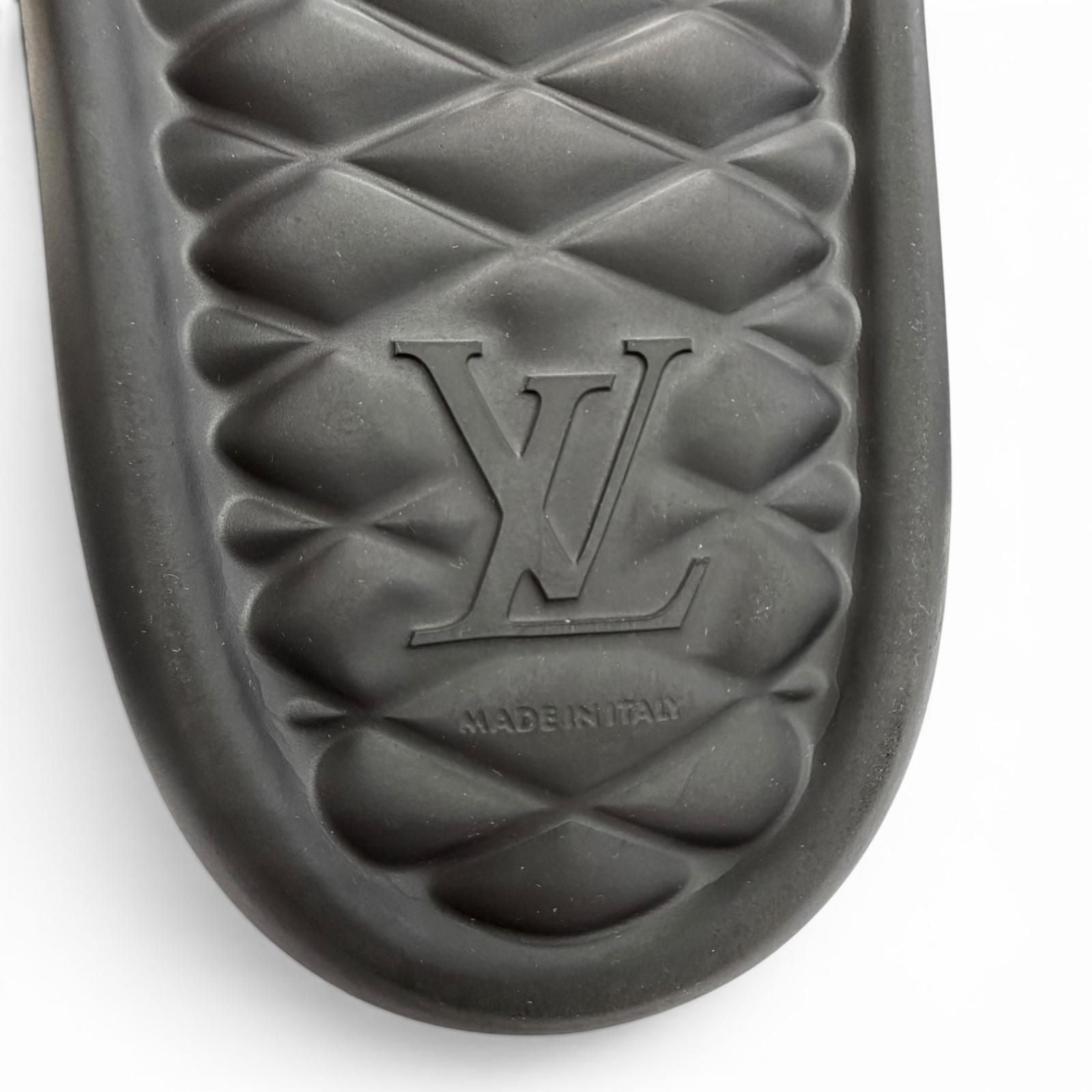 Louis Vuitton LV Waterfront Line Rubber Damier Slide Sandals Black 8 — view 9