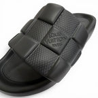 Louis Vuitton LV Waterfront Line Rubber Damier Slide Sandals Black 8 — view 8