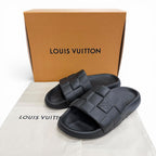Louis Vuitton LV Waterfront Line Rubber Damier Slide Sandals Black 8 — view 2