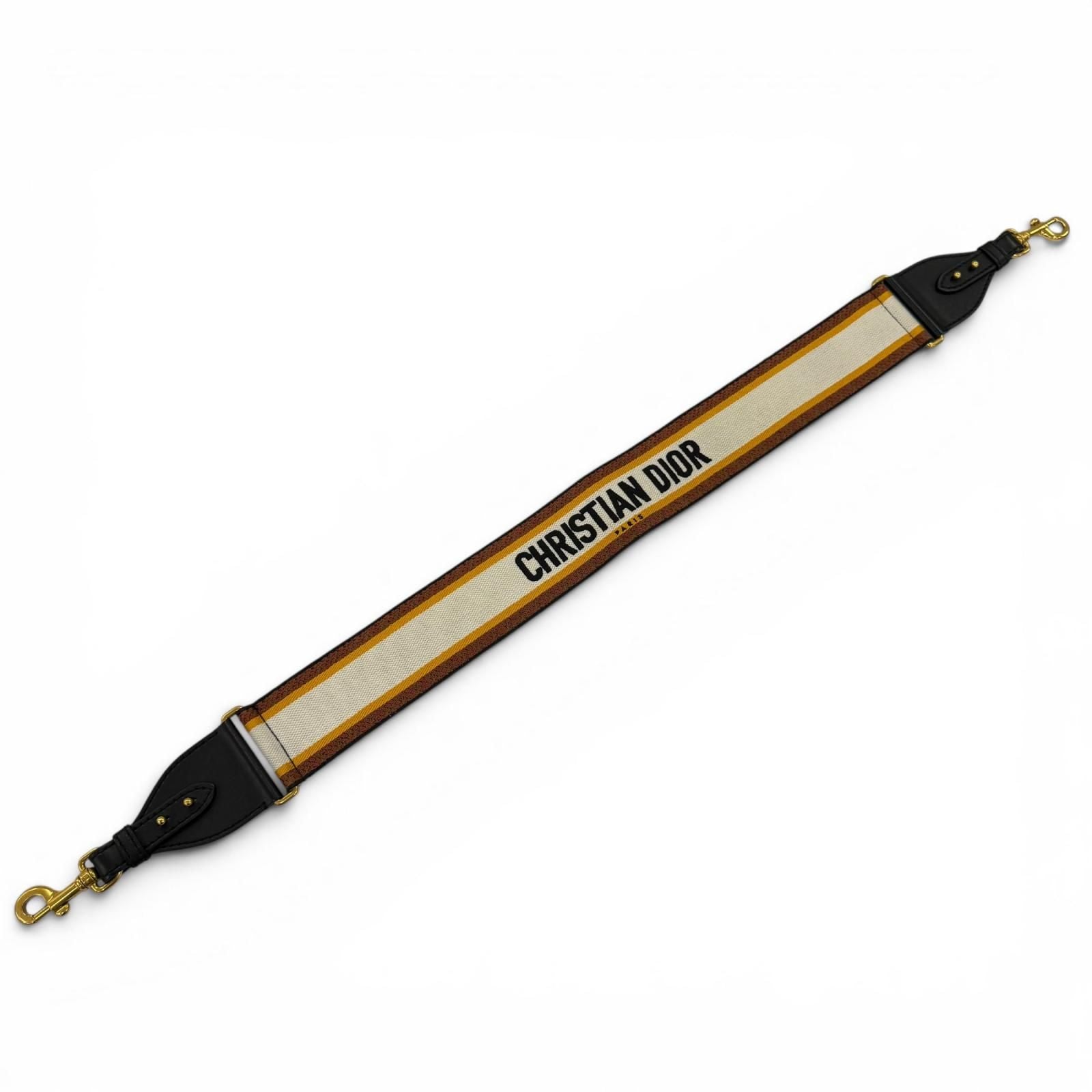 Dior Embroidery Shoulder Strap Canvas Leather Orange Black — view 4