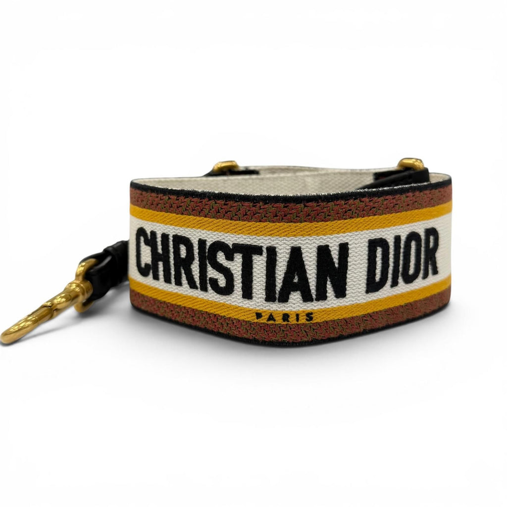 Dior Embroidery Shoulder Strap Canvas Leather Orange Black