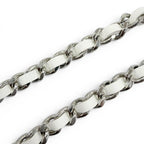 Chanel 25c CC Logo Rhinestone Leather Necklace Choker Silver White — view 4