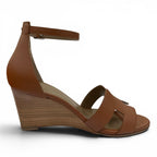 Hermes Legend Calf Leather Gold Ankle Strap Wedge Sandals — view 6
