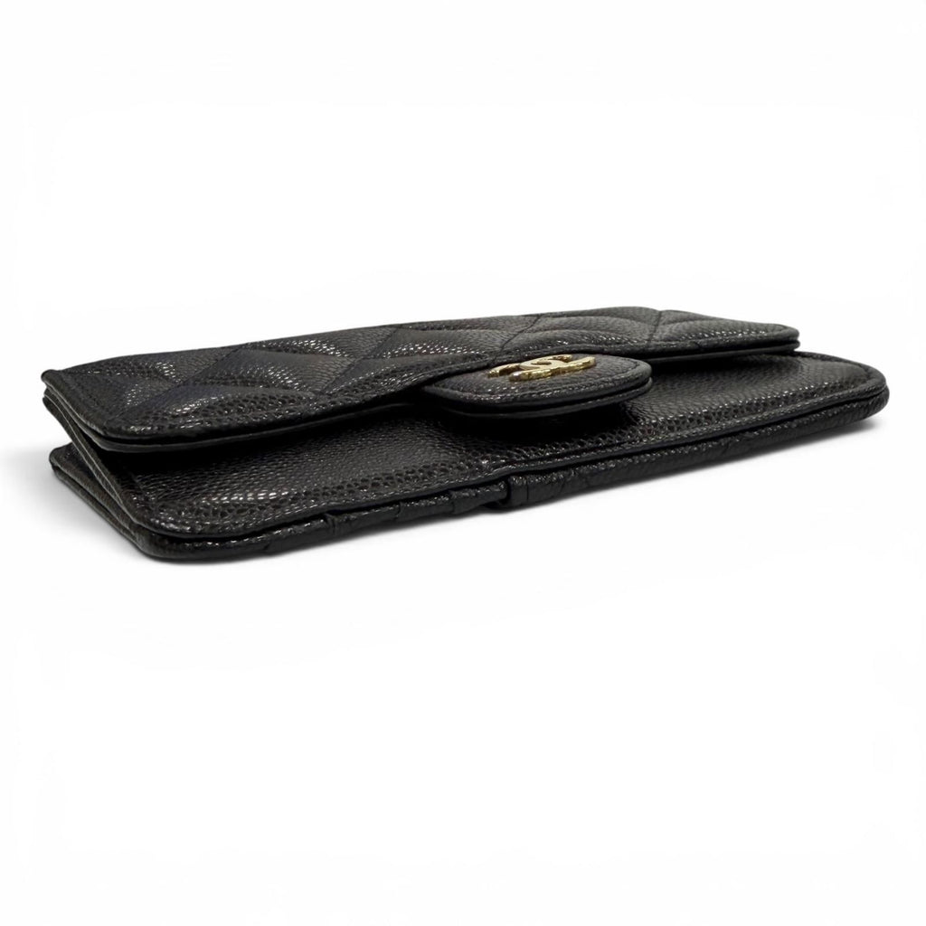 Chanel Caviar Leather CC Logo Quilted Classic Zip Fragment Case Compact Wallet — view 3