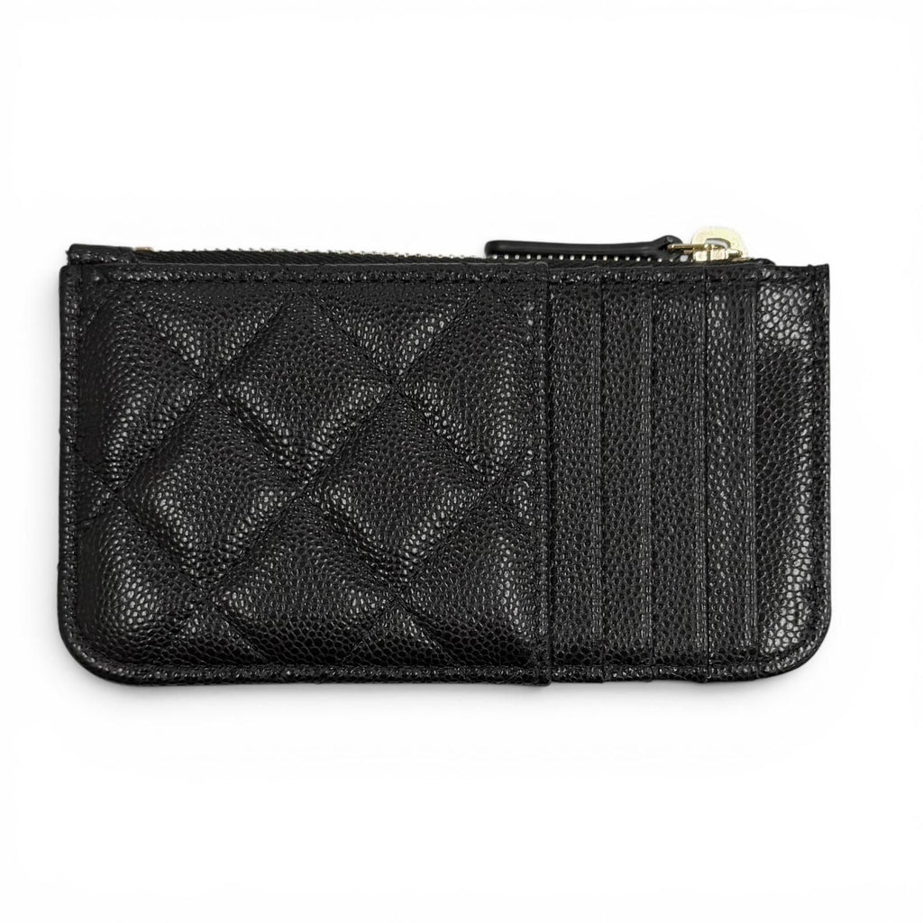 Chanel Caviar Leather CC Logo Quilted Classic Zip Fragment Case Compact Wallet — view 2