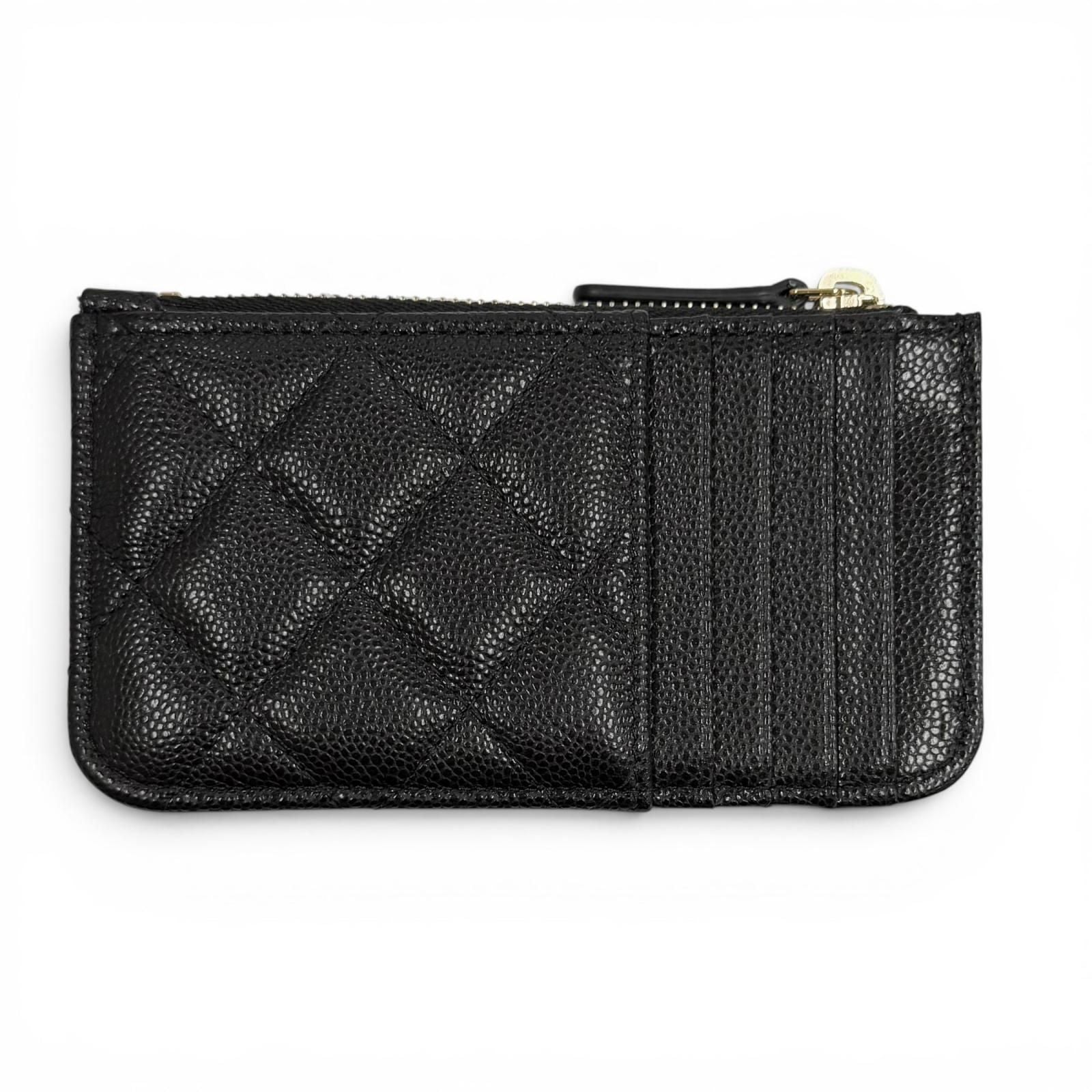 Chanel Caviar Leather CC Logo Quilted Classic Zip Fragment Case Compact Wallet — view 2