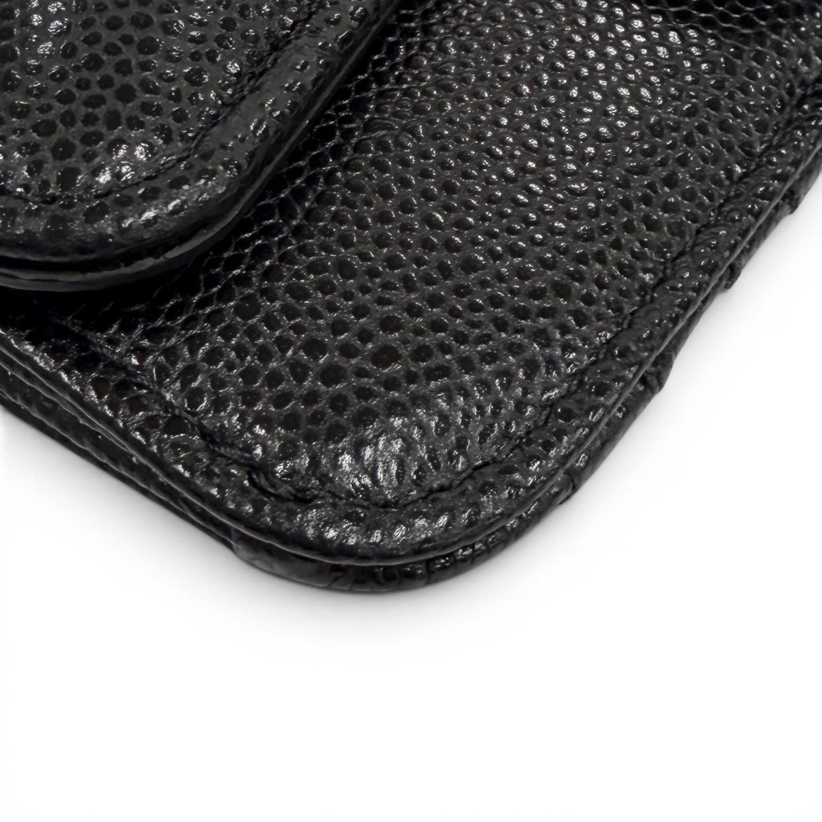 Chanel Caviar Leather CC Logo Quilted Classic Zip Fragment Case Compact Wallet — view 5