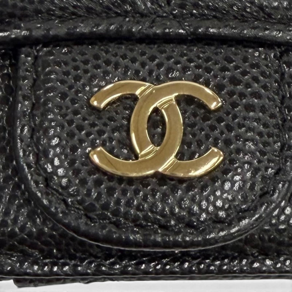 Chanel Caviar Leather CC Logo Quilted Classic Zip Fragment Case Compact Wallet — view 6