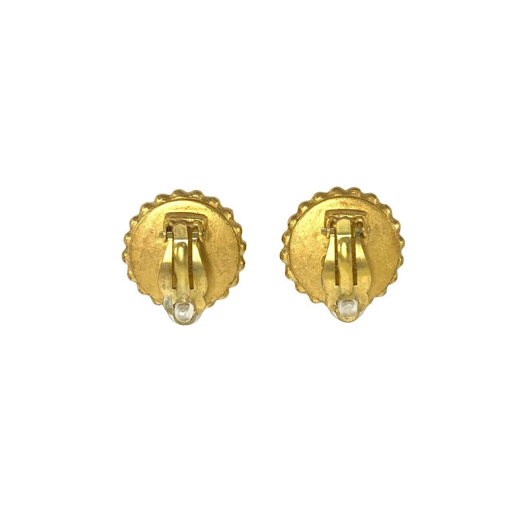 Chanel With Rice Vintage CC Logo Earrings Gold Black — view 6