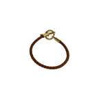 Hermes Glenan Bracelet Leather Bangle Brown Gold — view 6