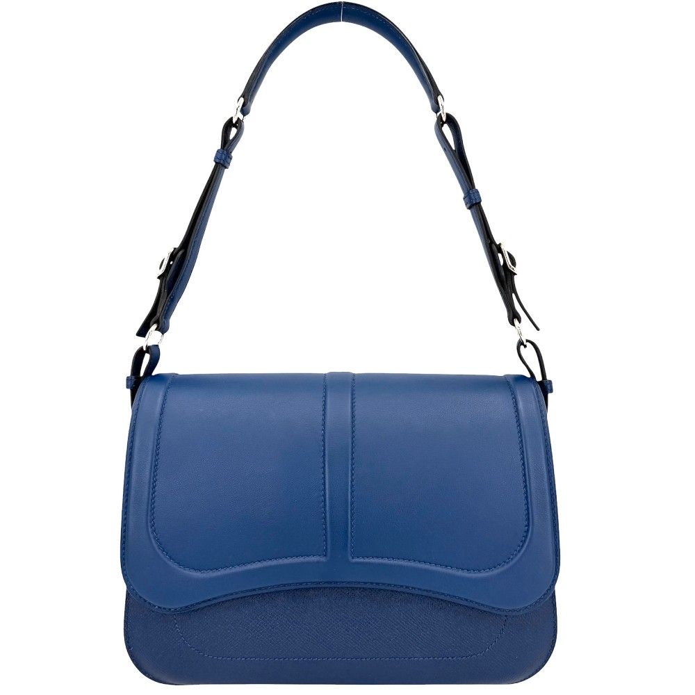 Hermes Shoulder Bag Harness Swift Epsom Blue Silver