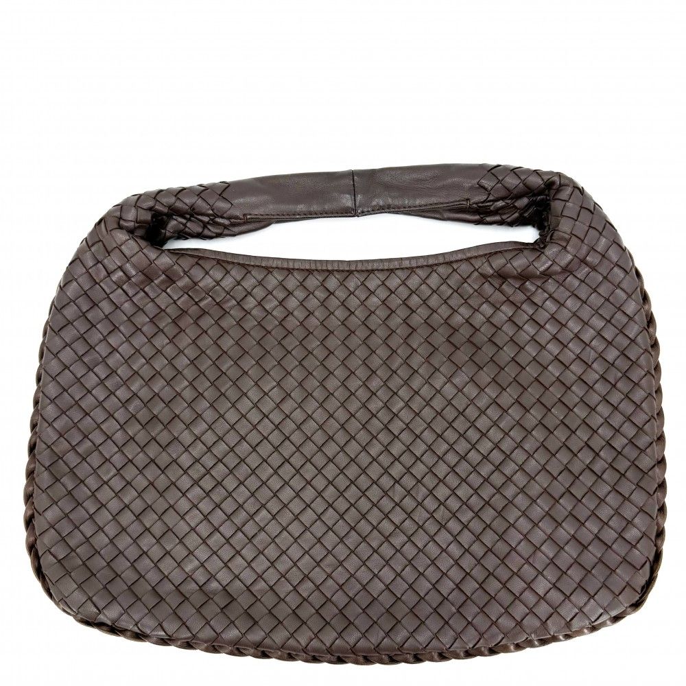 Bottega Veneta Handbag Intrecciato One Handle Leather Brown Gold