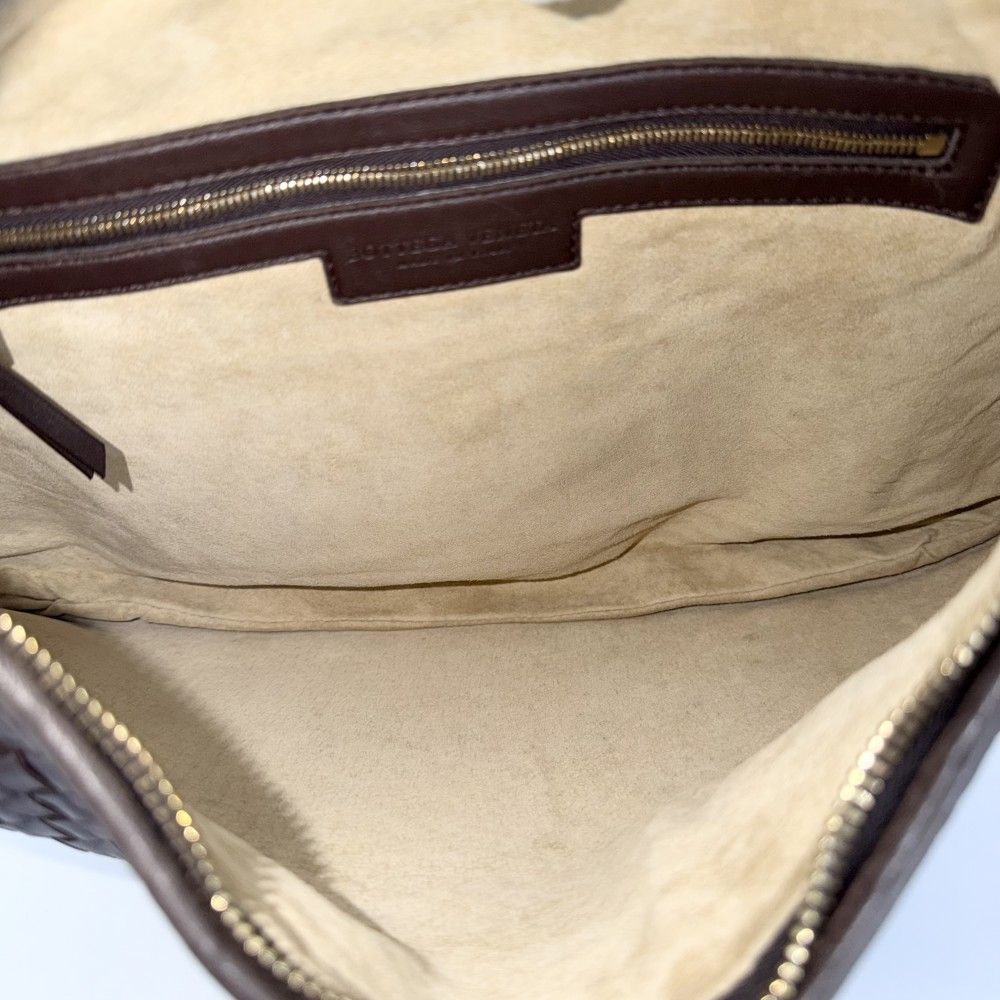Bottega Veneta Handbag Intrecciato One Handle Leather Brown Gold — view 4