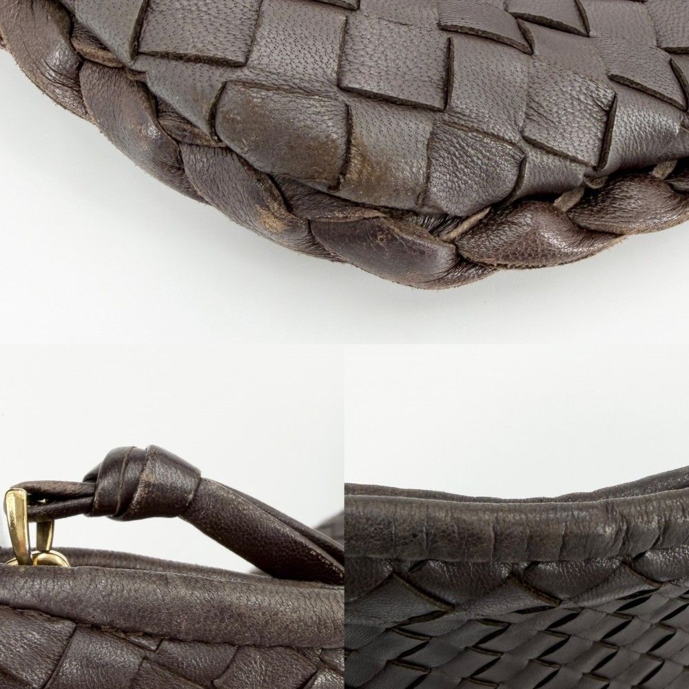 Bottega Veneta Handbag Intrecciato One Handle Leather Brown Gold — view 7