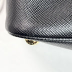Prada 2-Way Doble Shoulder Bag Crossbody Triangle Logo Leather Black Gold — view 8