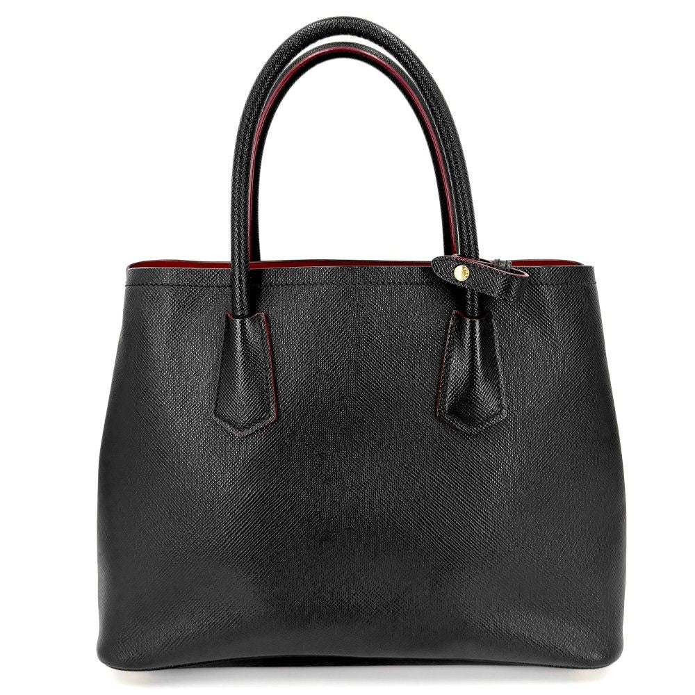 Prada 2-Way Doble Shoulder Bag Crossbody Triangle Logo Leather Black Gold — view 2