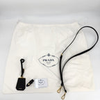 Prada 2-Way Doble Shoulder Bag Crossbody Triangle Logo Leather Black Gold — view 9