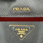 Prada 2-Way Doble Shoulder Bag Crossbody Triangle Logo Leather Black Gold — view 5