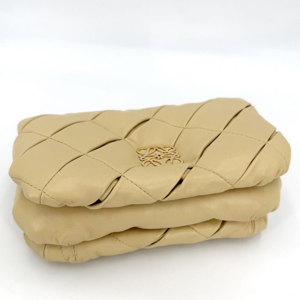 Loewe Shoulder Bag Puffer Goya Crossbody Anagram Leather Beige Gold — view 3