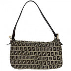 Fendi Handbag Zucchino Mini Mamma Bucket Shoulder Canvas Leather Brown Beige — view 2